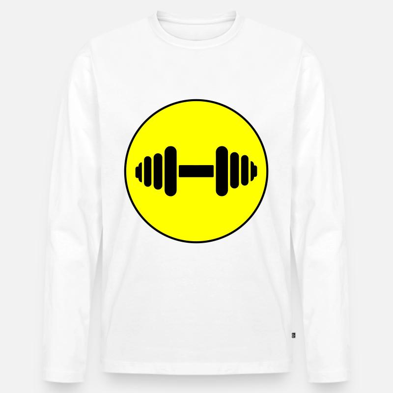 Hantel gewichte icon - Männer Premium Bio Langarmshirt - Weiß