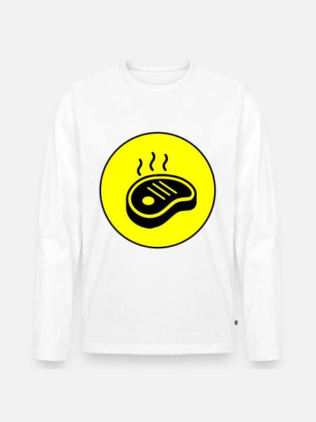 Steak icon Kreis - Männer Premium Bio Langarmshirt - Weiß