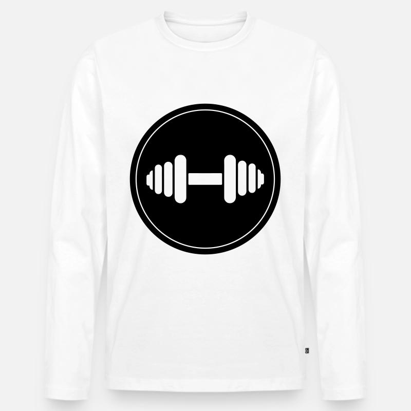 Hantel gewichte icon - Männer Premium Bio Langarmshirt - Weiß
