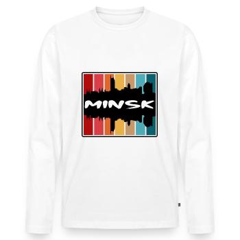 Minsk Weißrussland Skyline Silhouette Reise Souvenir - Männer Premium Bio Langarmshirt - Weiß - Vorne - Nico (187cm)