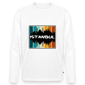 Istanbul Turquie Skyline Silhouette Souvenir de voyage - T-shirt manches longues Premium bio Homme - blanc - Devant - Nico (187cm)