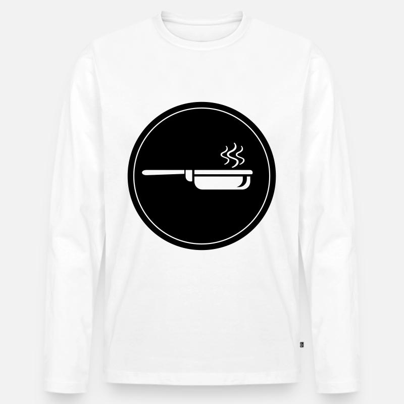 Pfanne Kochen - Männer Premium Bio Langarmshirt - Weiß