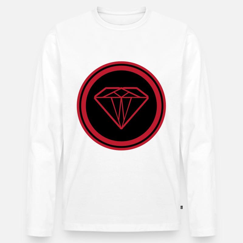 Diamant Symbol - Männer Premium Bio Langarmshirt - Weiß