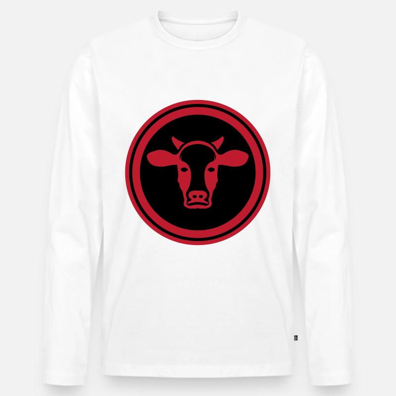 Kuh Kopf Symbol - Männer Premium Bio Langarmshirt - Weiß