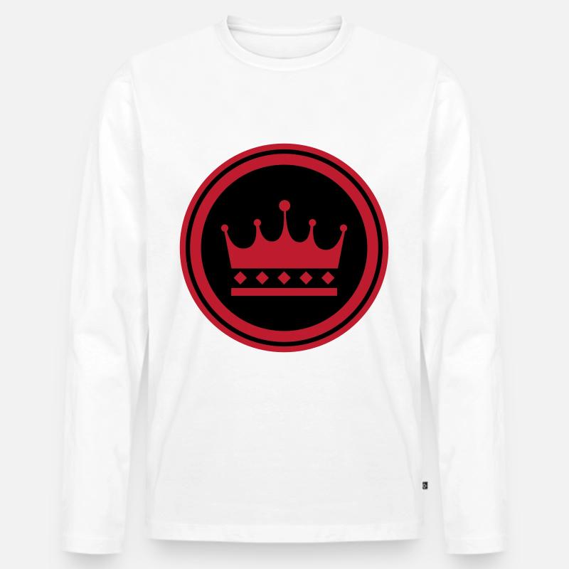 Krone Symbol - Männer Premium Bio Langarmshirt - Weiß