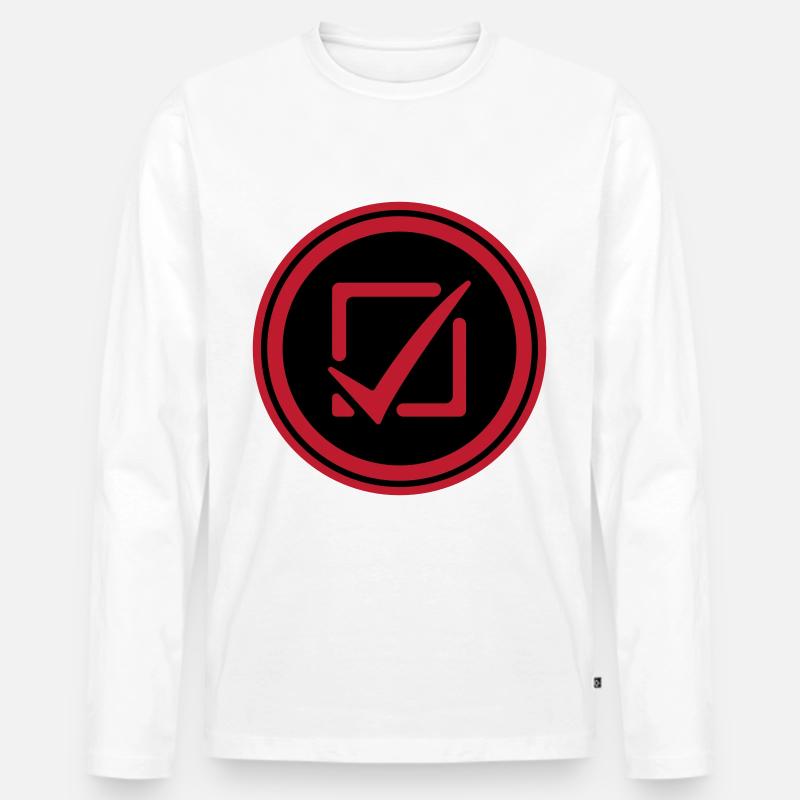 Häkchen Ankreuzen - Männer Premium Bio Langarmshirt - Weiß