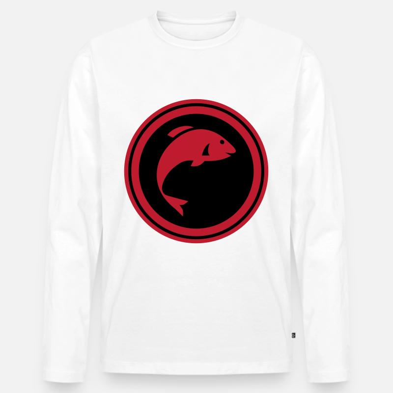 Fisch Symbol - Männer Premium Bio Langarmshirt - Weiß