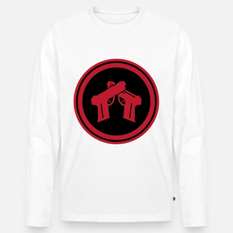 Pistole Symbol - Männer Premium Bio Langarmshirt - Weiß