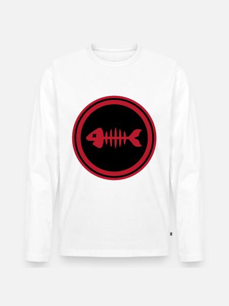 Fish Symbol Bone Bones - Men's Premium Organic Long Sleeve Shirt - white