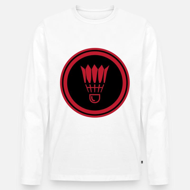 Badminton Symbol - Männer Premium Bio Langarmshirt - Weiß