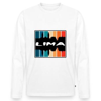 Lima Peru Skyline Silhouette Travel Souvenir - Men's Premium Organic Long Sleeve Shirt - white - Front - Nico (187cm)