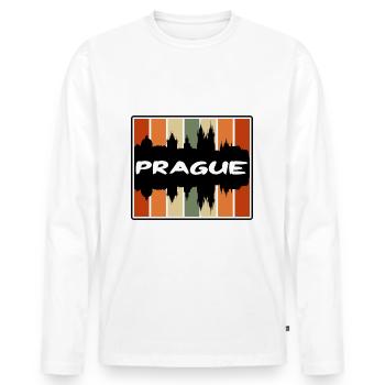 Prag Tschechien Skyline Silhouette Reise Souvenir - Männer Premium Bio Langarmshirt - Weiß - Vorne - Nico (187cm)