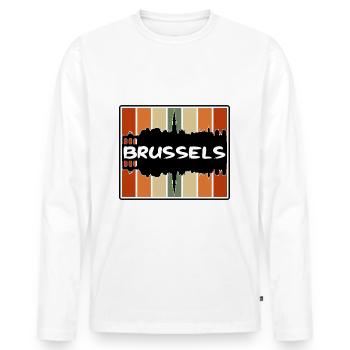 Bruxelles Belgique Skyline Silhouette Travel Souveni - T-shirt manches longues Premium bio Homme - blanc - Devant - Nico (187cm)