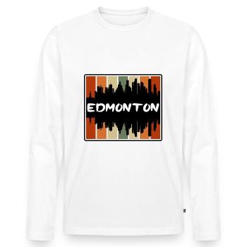 Edmonton Canada Skyline Silhouette Souvenir de voyage - T-shirt manches longues Premium bio Homme - blanc - Devant - Nico (187cm)