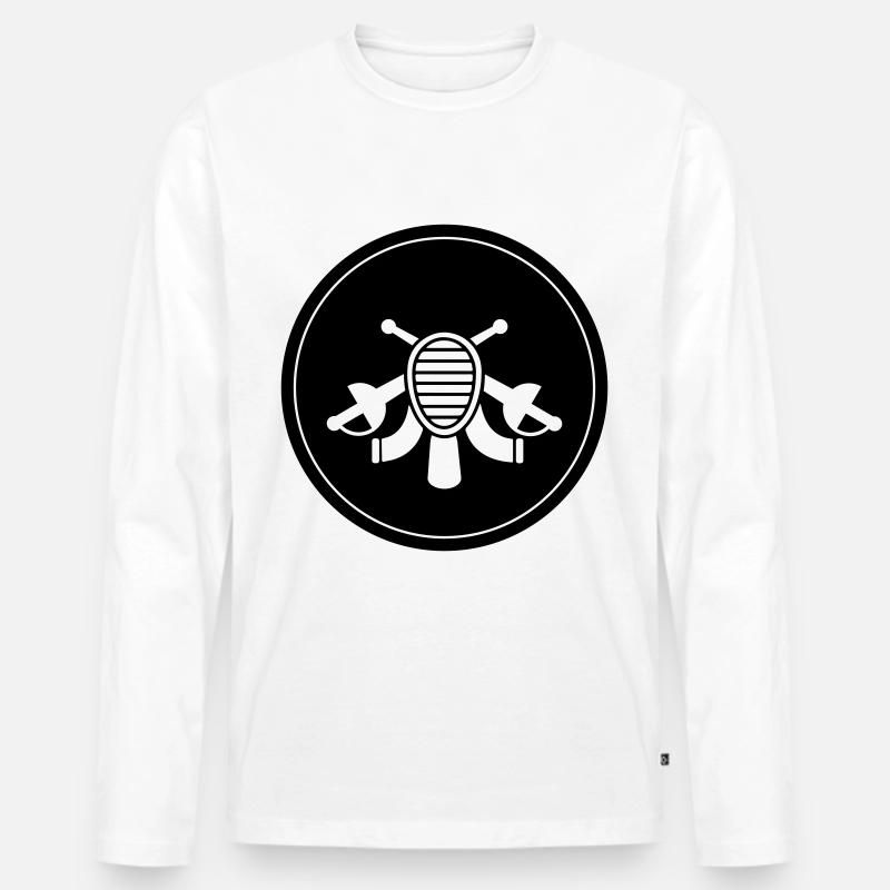 Fechten Maske Kreis - Männer Premium Bio Langarmshirt - Weiß