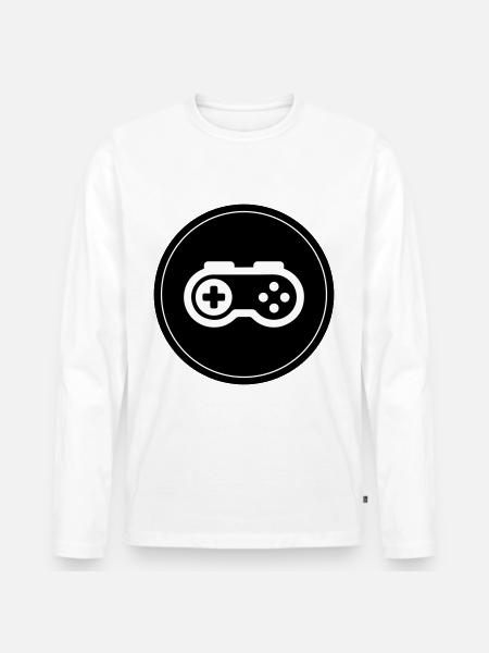 Gamepad Symbol Gamer Circle - Men's Premium Organic Long Sleeve Shirt - white