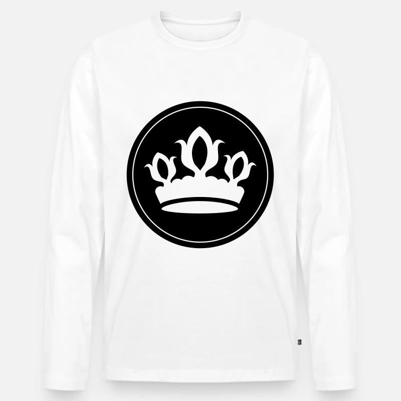 Krone Silhouette - Männer Premium Bio Langarmshirt - Weiß