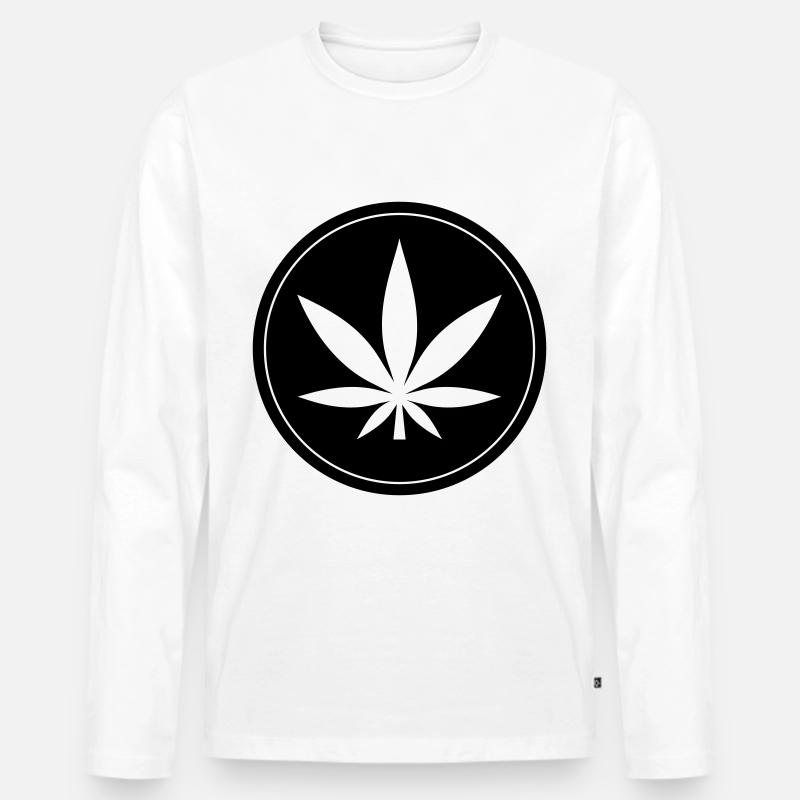 Hanf Blatt Icon - Männer Premium Bio Langarmshirt - Weiß