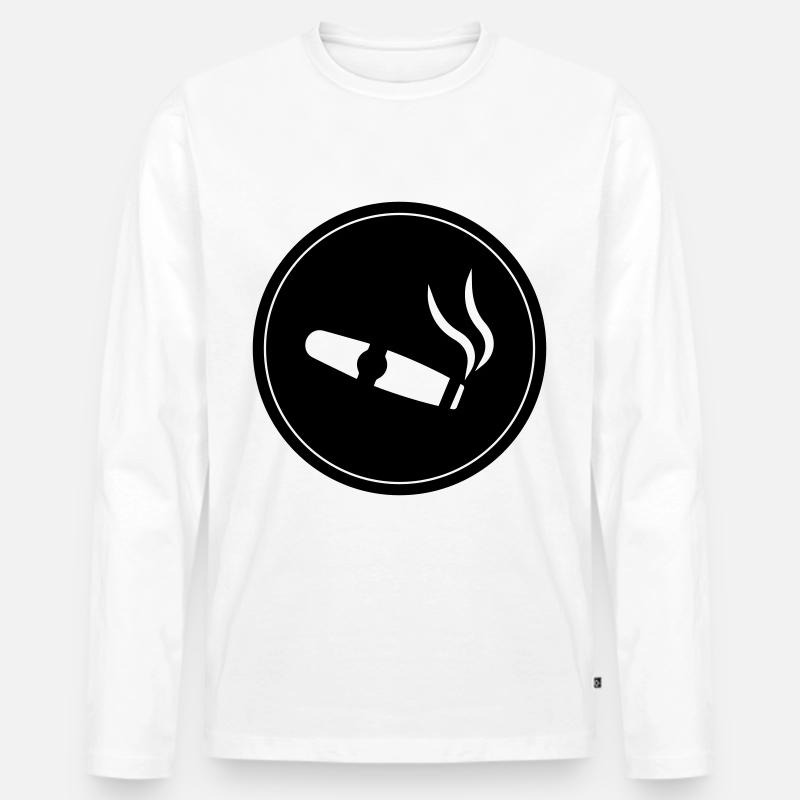 Zigarre Symbol - Männer Premium Bio Langarmshirt - Weiß
