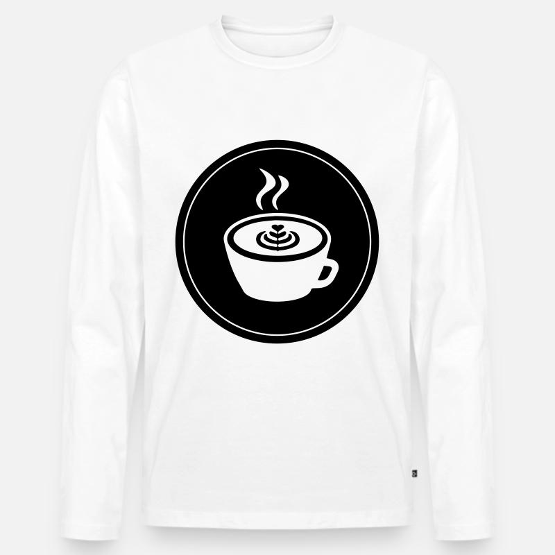 Kaffee Logo - Männer Premium Bio Langarmshirt - Weiß