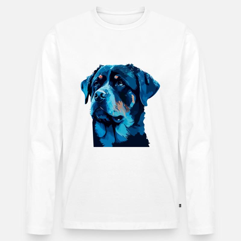 Nette Rottweiler Hunderasse Kopf Cartoon - Männer Premium Bio Langarmshirt - Weiß