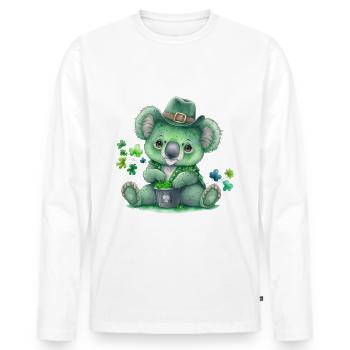 St Paddy’s St Patricksday St Patrick Day - T-shirt manches longues Premium bio Homme - blanc - Devant - Nico (187cm)