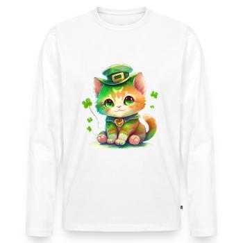 St Paddy’s St Patricksday St Patrick Day - T-shirt manches longues Premium bio Homme - blanc - Devant - Nico (187cm)