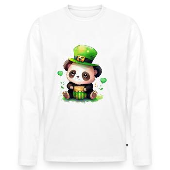 St Paddy’s St Patricksday St Patrick Day - T-shirt manches longues Premium bio Homme - blanc - Devant - Nico (187cm)
