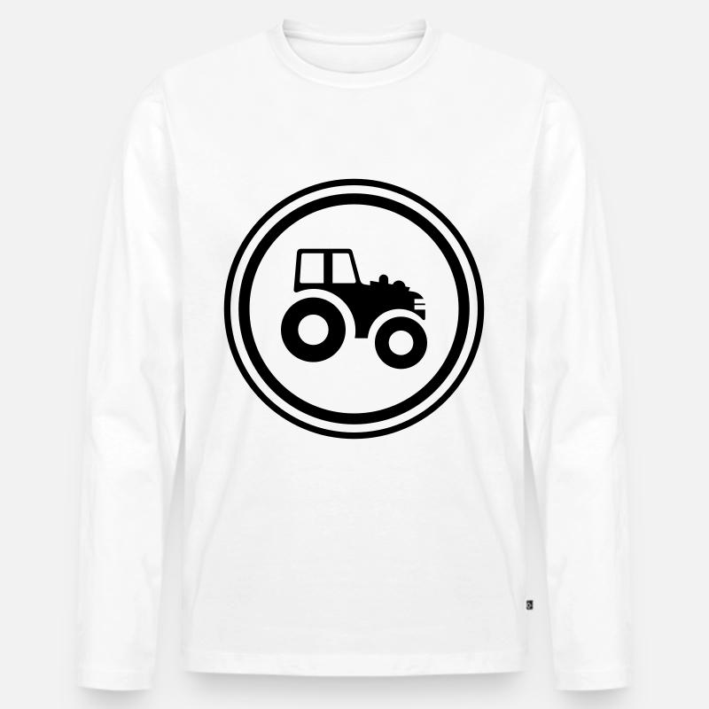 Traktor Symbol - Männer Premium Bio Langarmshirt - Weiß