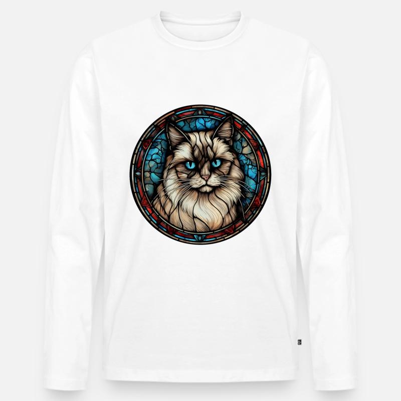 Ragdoll Katzenrasse Aquarellglas - Männer Premium Bio Langarmshirt - Weiß