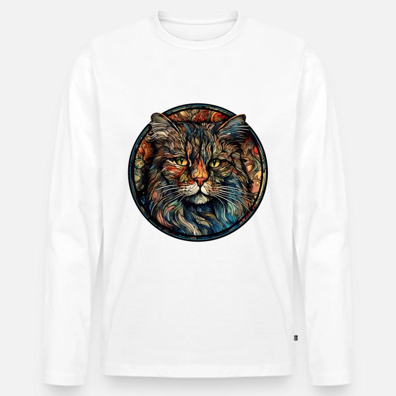 Ragamuffin Katzenrasse Aquarellglas - Männer Premium Bio Langarmshirt - Weiß