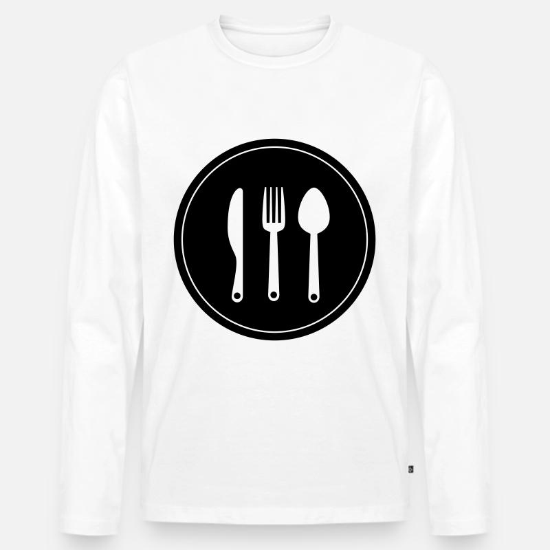Gabel Besteck - Männer Premium Bio Langarmshirt - Weiß