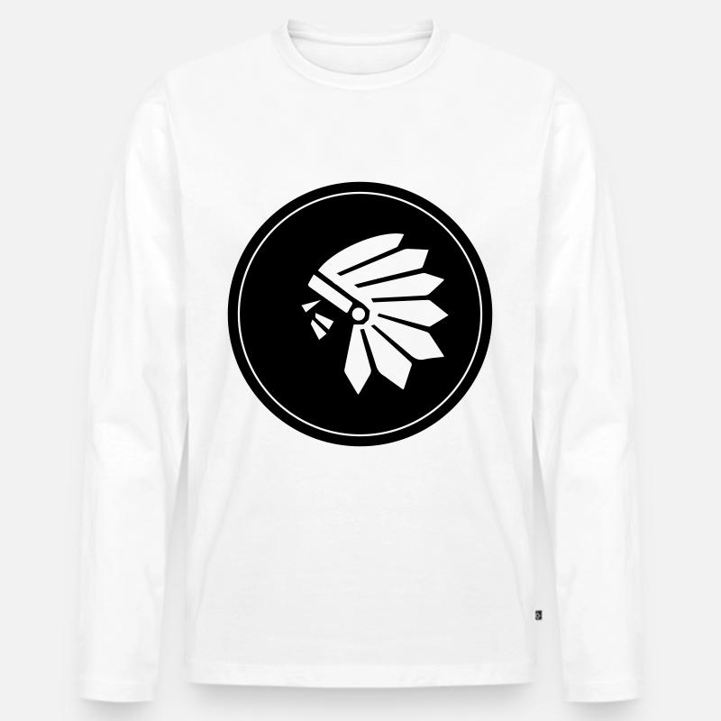 Indianer kopf symbol - Männer Premium Bio Langarmshirt - Weiß