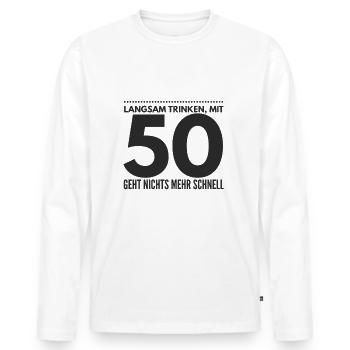 50. Geburtstag - Männer Premium Bio Langarmshirt - Weiß - Vorne - Nico (187cm)