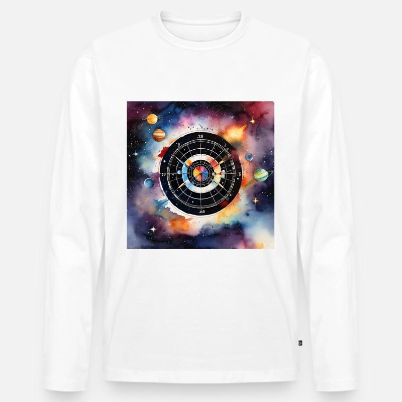 Kosmischer Dart-Karneval - Männer Premium Bio Langarmshirt - Weiß