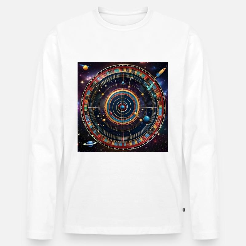 Planetare Präzision - Kosmische Dartscheibe - Männer Premium Bio Langarmshirt - Weiß