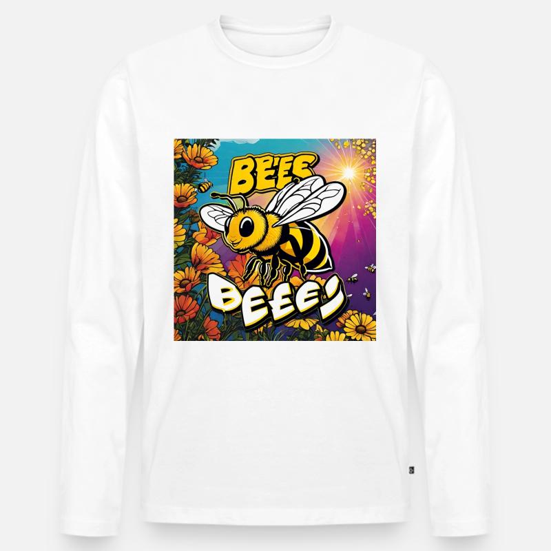 Bienen-Summen - Männer Premium Bio Langarmshirt - Weiß