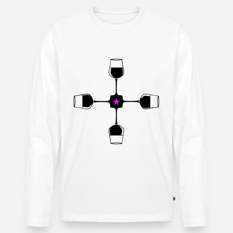 Wein Rotwein Glas - Männer Premium Bio Langarmshirt - Weiß