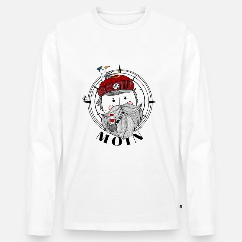 Seemann - Moin Matrose - Männer Premium Bio Langarmshirt - Weiß