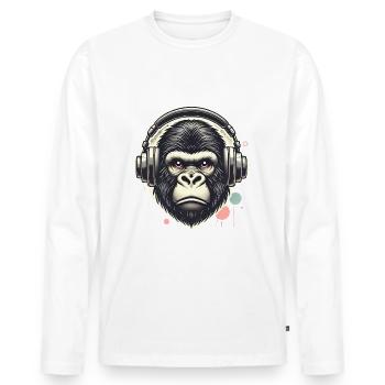 Gorille avec casque Splatter Art - T-shirt manches longues Premium bio Homme - blanc - Devant - Nico (187cm)