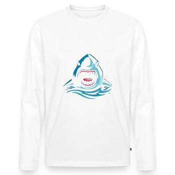 Morsure de requin féroce illustrationMorsure de requin féroce I - T-shirt manches longues Premium bio Homme - blanc - Devant - Nico (187cm)