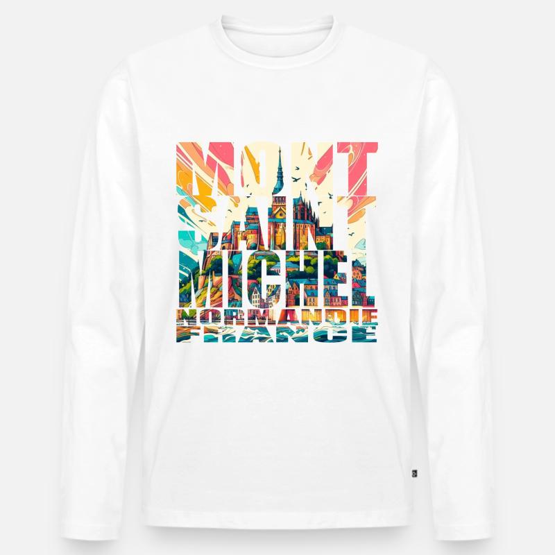 Mont Saint-Michel - Männer Premium Bio Langarmshirt - Weiß