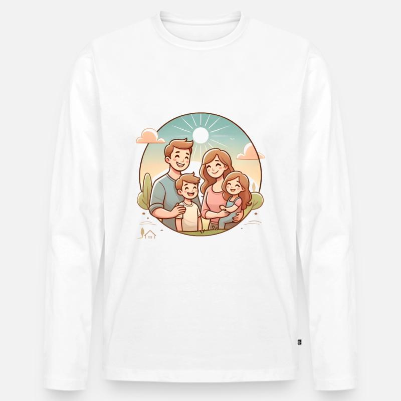 Glückliche Familie Illustrationsdesign - Männer Premium Bio Langarmshirt - Weiß