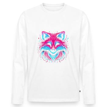 Neon renard lueur illustration design - T-shirt manches longues Premium bio Homme - blanc - Devant - Nico (187cm)