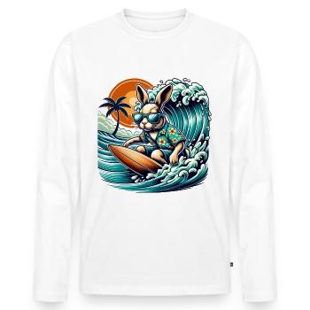 Surf Été Bunny Surfing Adventure - T-shirt manches longues Premium bio Homme - blanc - Devant - Nico (187cm)