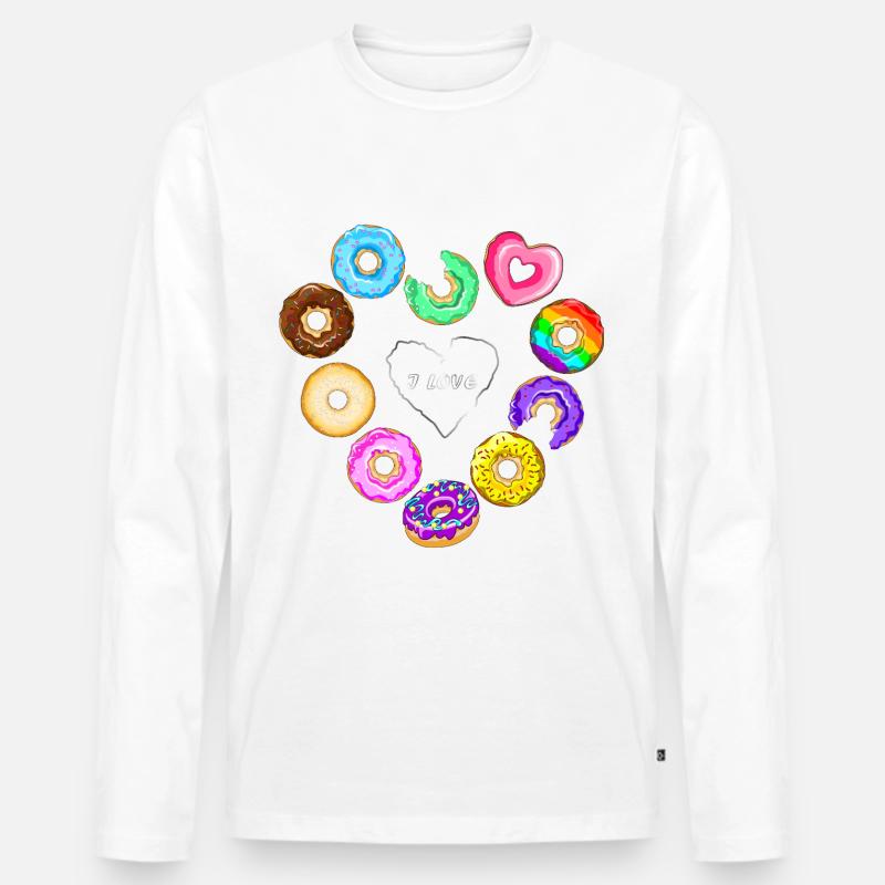 Ich liebe Donuts - Männer Premium Bio Langarmshirt - Weiß
