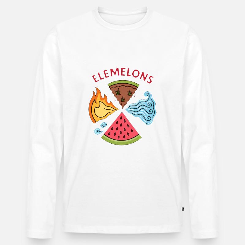 Elemelons Conception élémentaire de pastèque - T-shirt manches longues Premium bio Homme - blanc