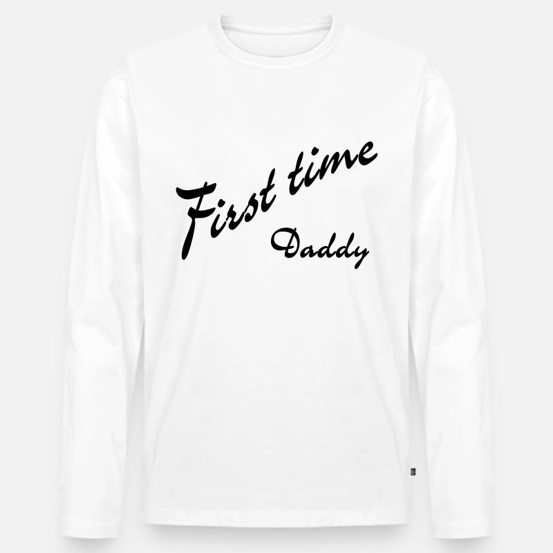 first time Daddy - Männer Premium Bio Langarmshirt - Weiß