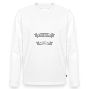 C est complique d être un beau gosse et pompier - T-shirt manches longues Premium bio Homme - blanc - Devant - Nico (187cm)
