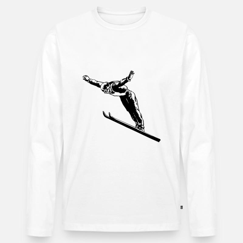 Skispringen Skispringer - Männer Premium Bio Langarmshirt - Weiß
